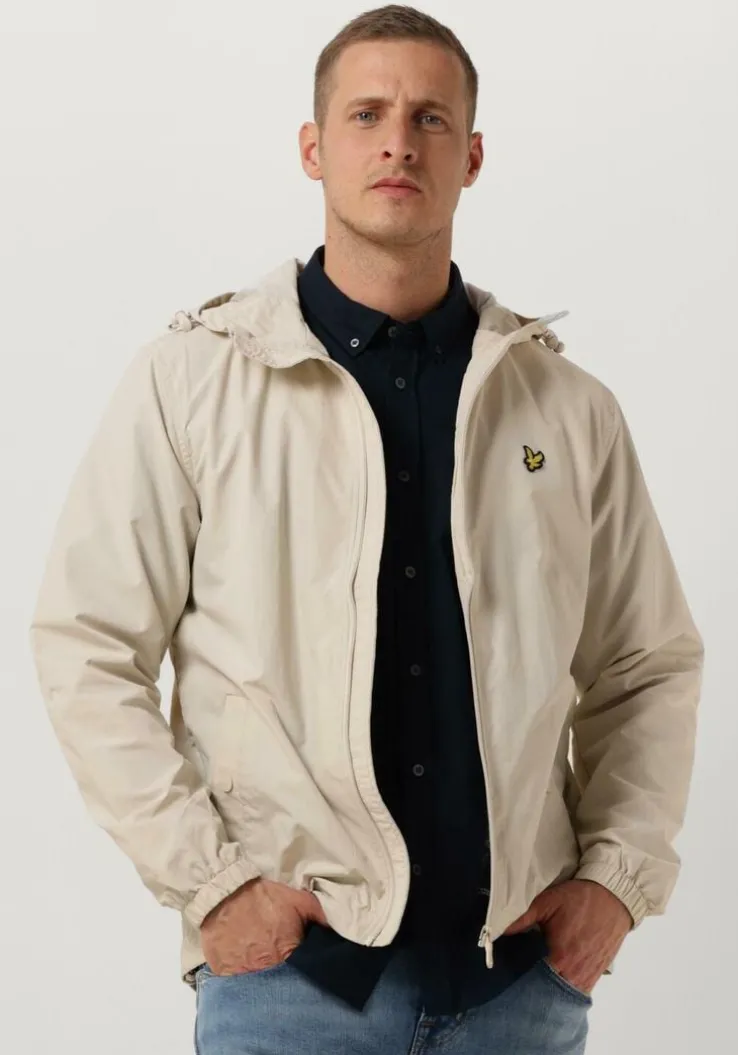 beige lyle & scott jack zip through hooded jacket