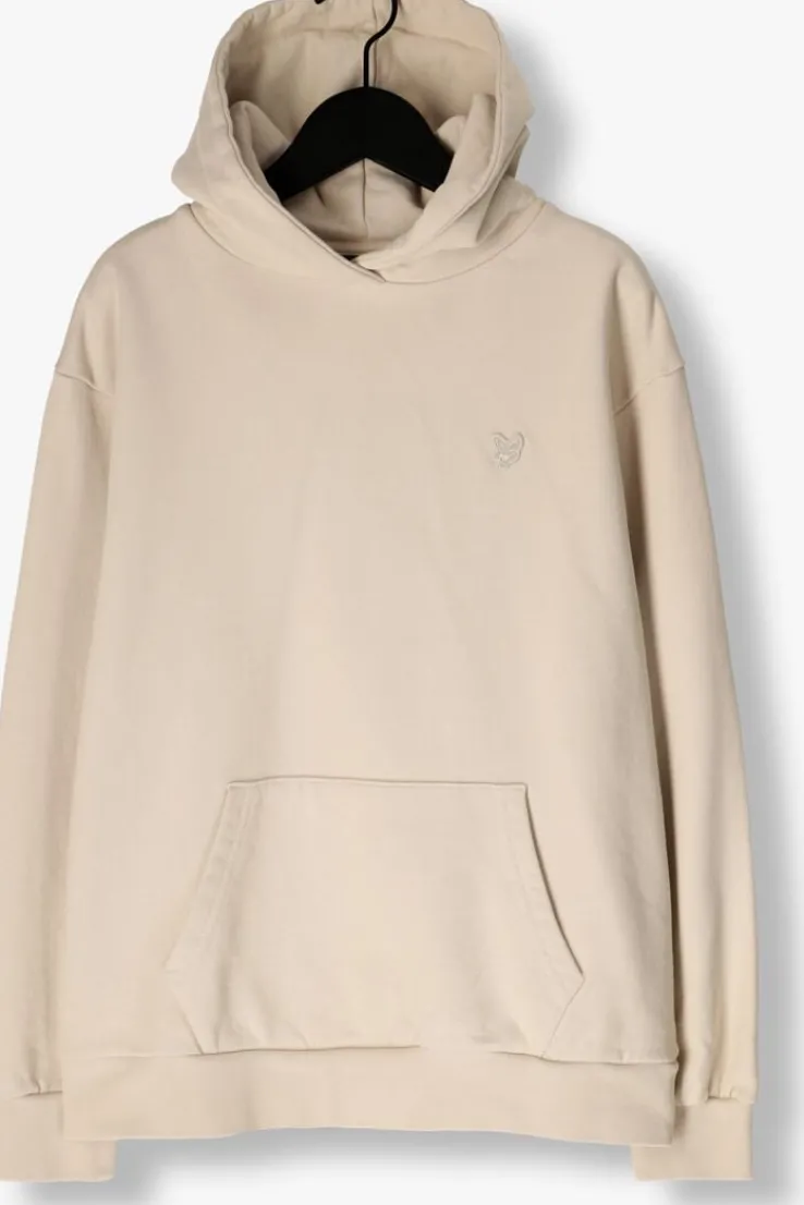 beige lyle & scott sweater heavy weight drop shoulder hoodie