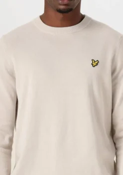 beige lyle & scott trui cotton crew neck jumper