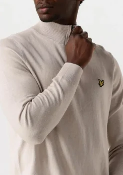 beige lyle & scott trui cotton merino quarter zip jumper