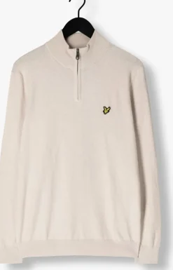 beige lyle & scott trui cotton merino quarter zip jumper