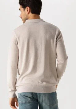 beige lyle & scott trui cotton merino long sleeve knitted polo