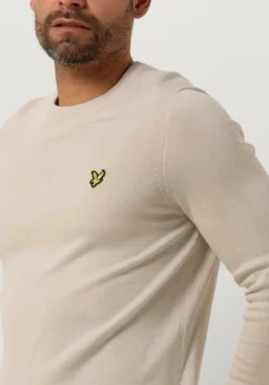 beige lyle & scott t-shirt cotton crew neck jumper