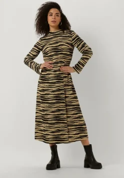 beige modström maxi jurk becky print dress