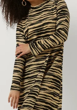 beige modström maxi jurk becky print dress