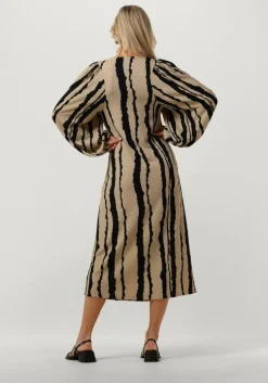 beige modström midi jurk harlandmd print dress