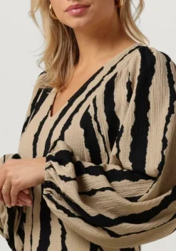 beige modström midi jurk harlandmd print dress