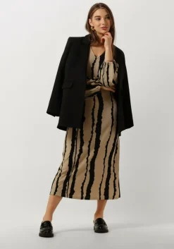 beige modström midi jurk harlandmd print dress