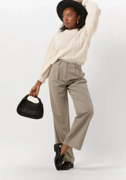 beige modström pantalon atticus check pants