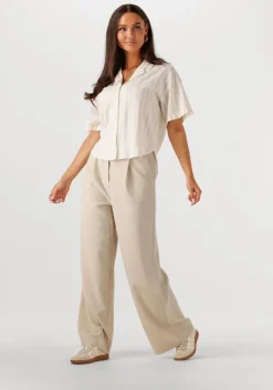 beige modström wijde broek galemd wide pants