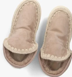 beige mou vachtlaarzen eskimo sneaker bold glitter logo