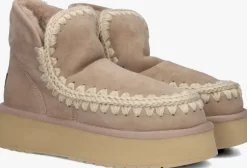 beige mou vachtlaarzen mini eskimo platform boot