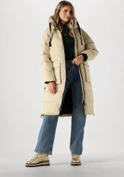 beige msch copenhagen gewatteerde jas mschpavinaria zip jacket