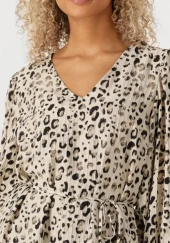 beige msch copenhagen midi jurk mschalyona vlora 3 4 dress aop