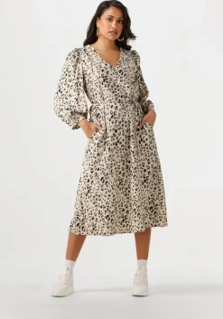 beige msch copenhagen midi jurk mschalyona vlora 3 4 dress aop