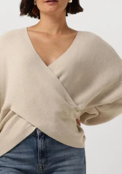 beige msch copenhagen trui mschzinelle rachelle wrap pullover