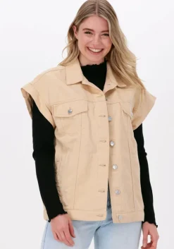 beige na-kd gilet oversized denim vest