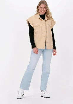 beige na-kd gilet oversized denim vest