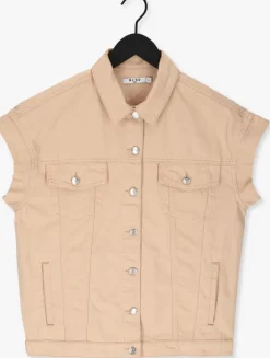 beige na-kd gilet oversized denim vest