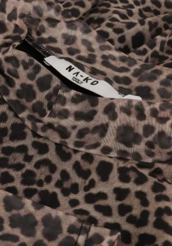 beige na-kd midi jurk recycled ls mesh dress