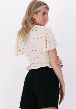 beige na-kd top front rouching frill top