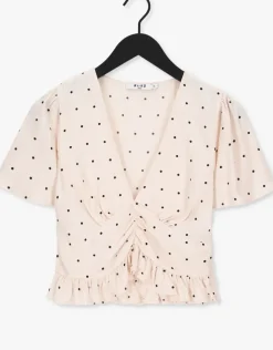 beige na-kd top front rouching frill top