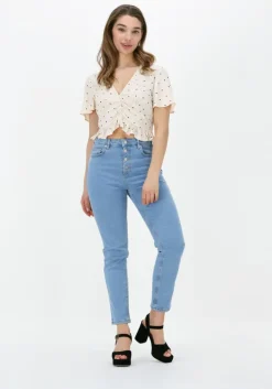 beige na-kd top front rouching frill top