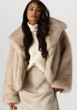 beige neo noir faux fur jas stephanie faux fur jacket