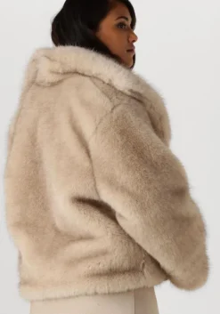 beige neo noir faux fur jas stephanie faux fur jacket