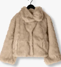 beige neo noir faux fur jas stephanie faux fur jacket