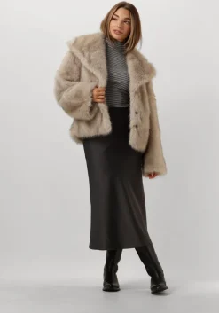 beige neo noir faux fur jas stephanie faux fur jacket
