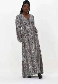 beige notes du nord maxi jurk alicia leopard dress