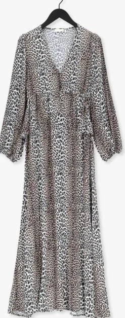 beige notes du nord maxi jurk alicia leopard dress