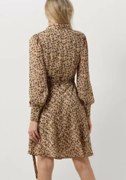 beige notre-v mini jurk short printed wrap dress