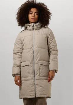 beige object gewatteerde jas objzhanna l/s long jacket noos