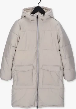 beige object gewatteerde jas objzhanna l/s long jacket noos