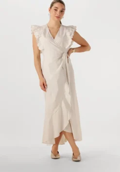 beige object maxi jurk objhope papaya s/s wrap dress