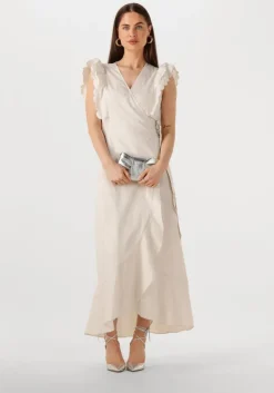 beige object maxi jurk objhope papaya s/s wrap dress