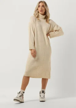 beige object midi jurk abbie l/s knit dress