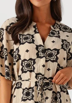 beige object midi jurk objella re 2/4 midi dress 138