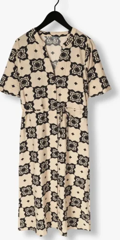 beige object midi jurk objella re 2/4 midi dress 138