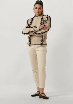 beige object pantalon objlisa slim pant