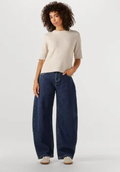 beige object trui objelva 2/4 re o-neck knit