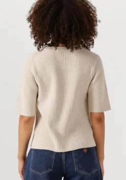 beige object trui objelva 2/4 re o-neck knit