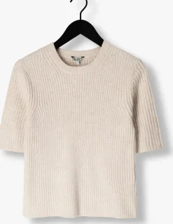 beige object trui objelva 2/4 re o-neck knit