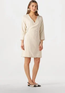 beige omoda atelier mini jurk om-bella x bo