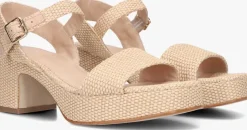 beige omoda atelier sandalen met hak raffia sandaal x florine