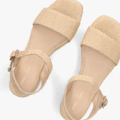 beige omoda atelier sandalen met hak raffia sandaal x florine