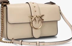 beige pinko schoudertas love one classic slouchy