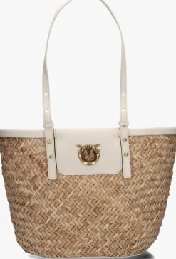 beige pinko shopper love summer basket raffia